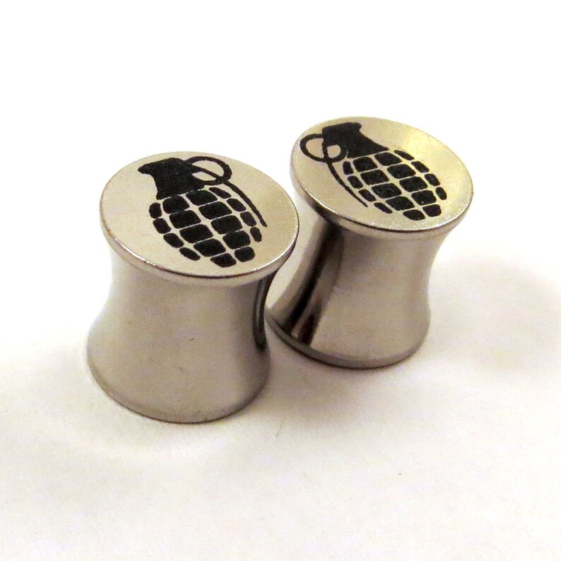 58 13mm 12 716 14mm 10mm Bomb Metal Ear Gauges 2g 00g 0g 16mm 8mm 916 Grenade Steel Double Flared Plugs 6mm 11 mm