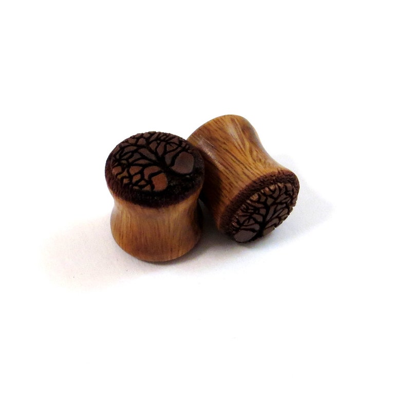 Tree of Life Lignum Vitae Wooden Plugs PAIR 2g 6.5mm 0g 
