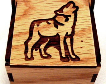 Sustainable Wooden Box - Wolf - Oak - Trinket Box