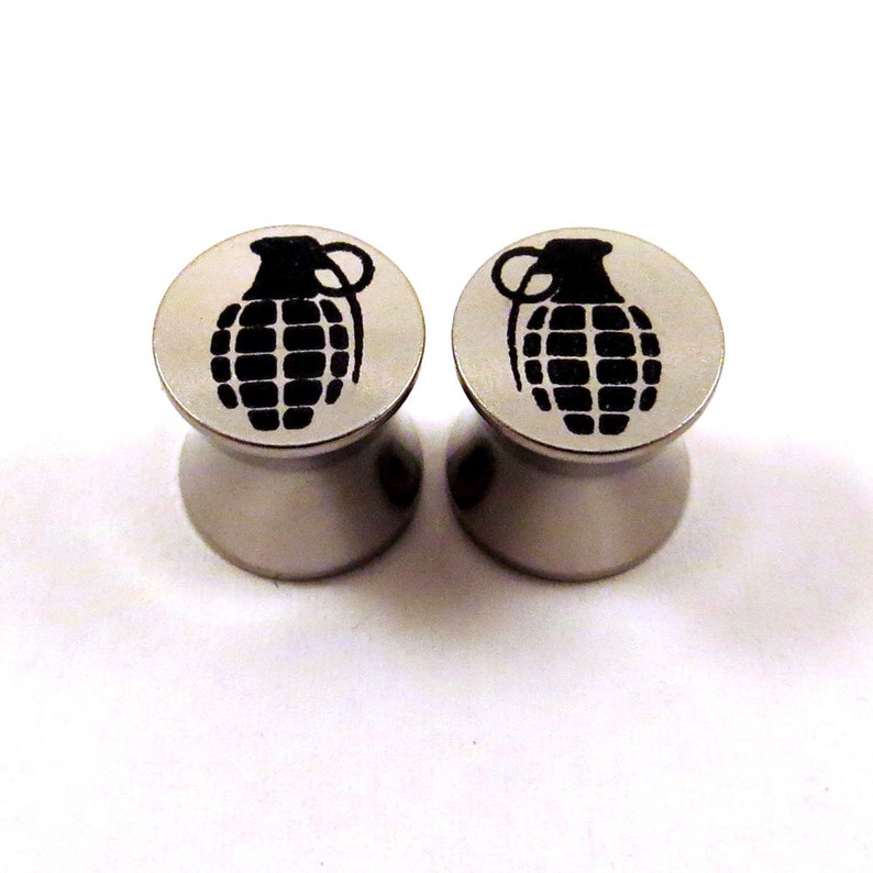 58 13mm 12 716 14mm 10mm Bomb Metal Ear Gauges 2g 00g 0g 16mm 8mm 916 Grenade Steel Double Flared Plugs 6mm 11 mm