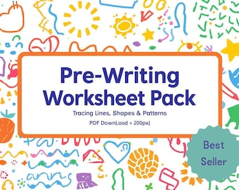 幼稚園児向け書き取り練習ワークシート：線描き、図形（PDF）
