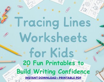 Tracing Lines Worksheets for Kids | 20 Printable Preschool Handwriting Practice Sheets| Fine Motor Skills Pre-Writing Tracing Activities PDF
