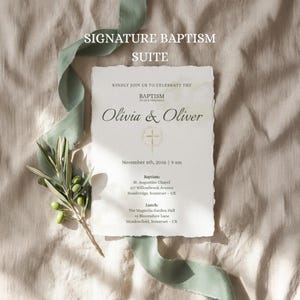 Celestial Baptism Invitation Set | 13-Piece Editable Suite | Canva Template Christening Invite Bundle | Digital Download