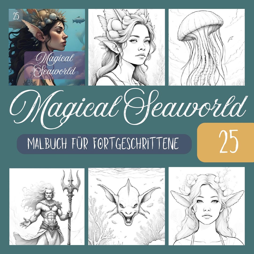 Seaworld Sign Colouring In Magical Seaworld 25 - Coloring Book for Advanced Learners, 25 ...