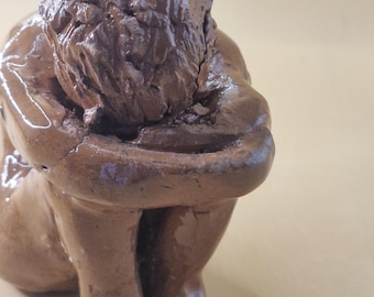 Hand-sculpted Clay Figure – Abstract Emotional Art, Modern Terracotta Decor