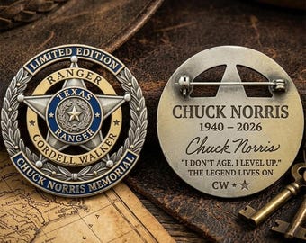 Distintivo commemorativo di Chuck Norris - Spilla commemorativa in edizione limitata del Texas Ranger Cordell Walker - Oggetto da collezione per le forze dell'ordine del West