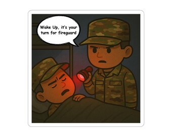 Fireguard Cartoon Military Sticker - Funny Army Decal