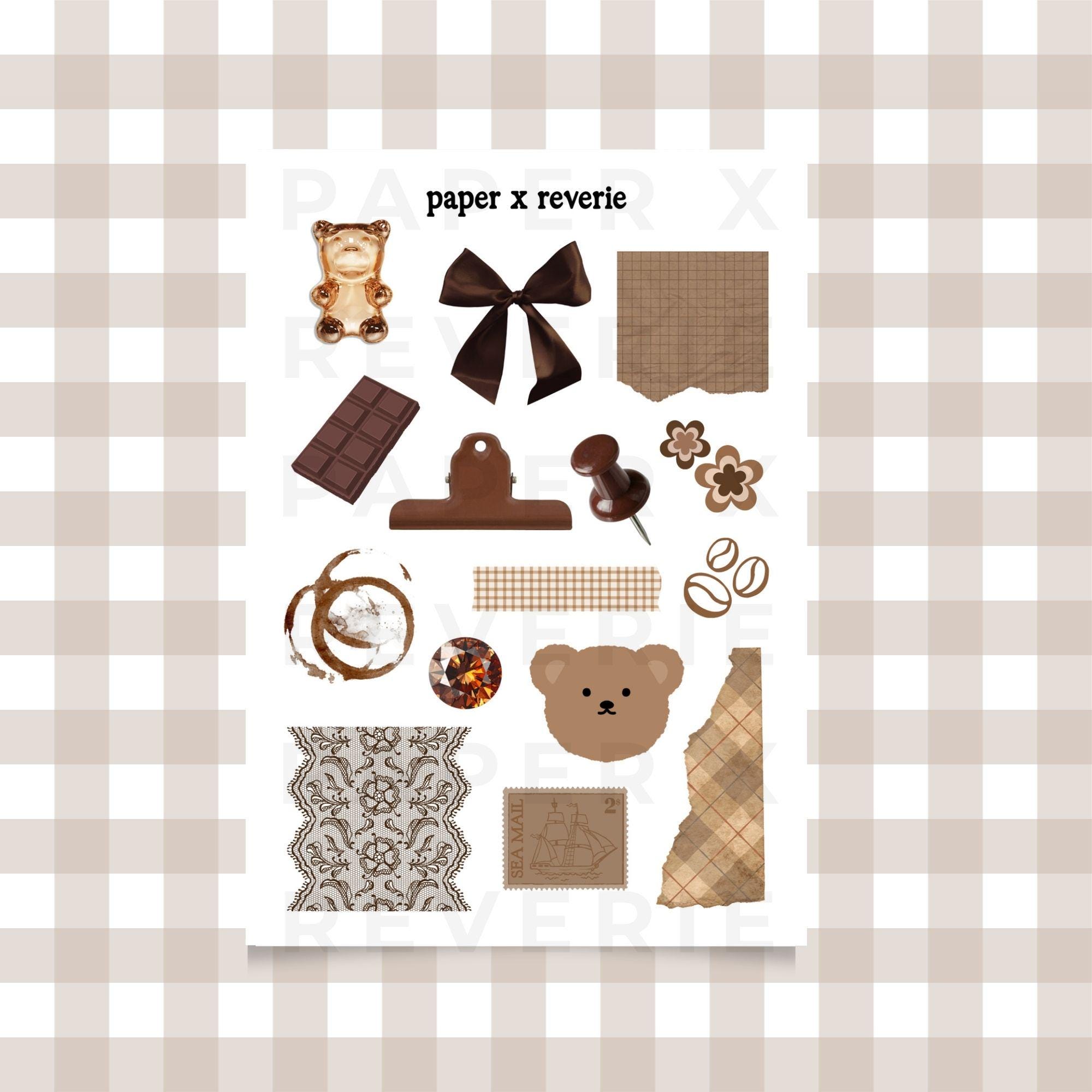 Brown Journal Stickers, Neutral Collage Elements, Planner Scrapbook ...