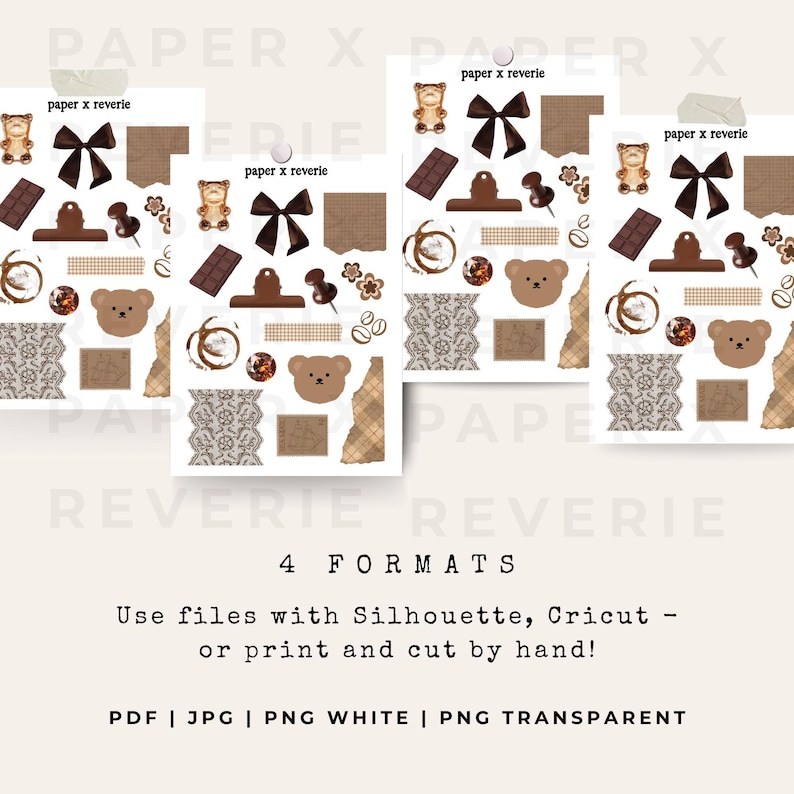 Brown Journal Stickers, Neutral Collage Elements, Planner Scrapbook ...