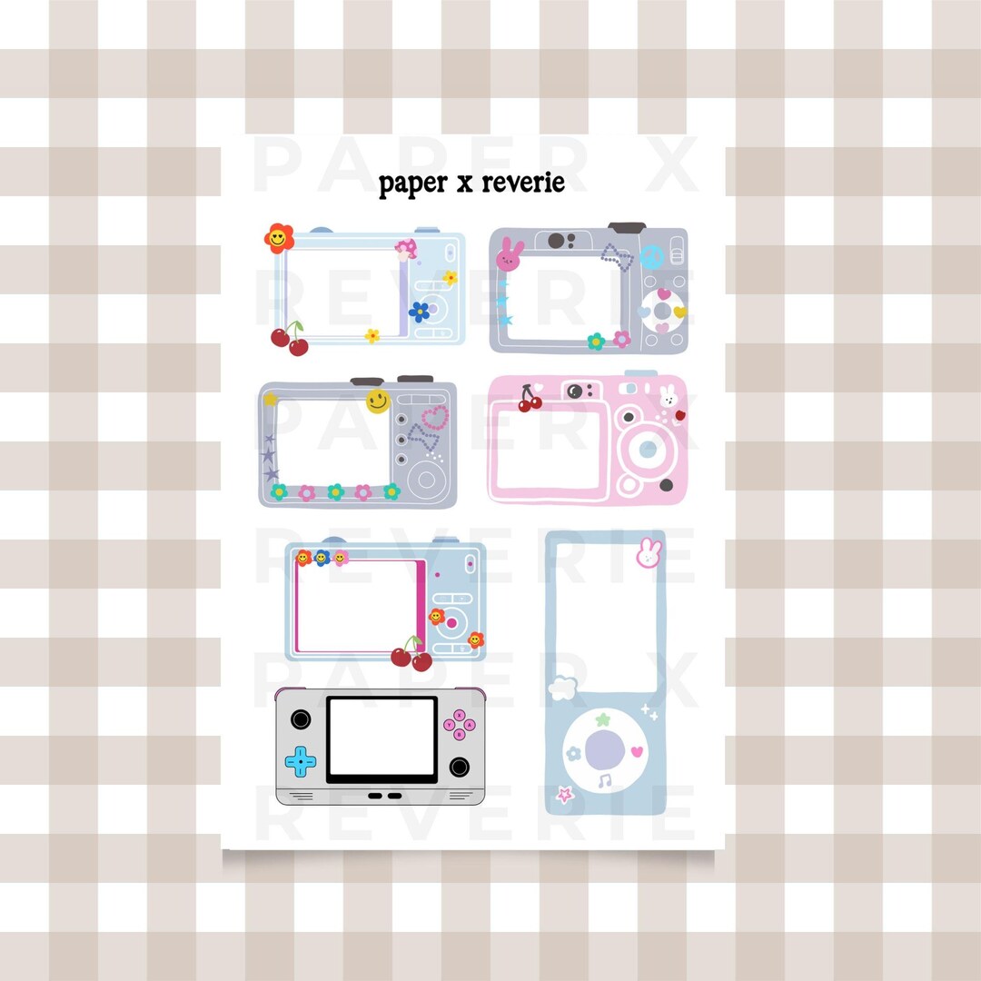 Printable Camera Frame Sticker Sheet | Cute Gadget Journal Stickers ...