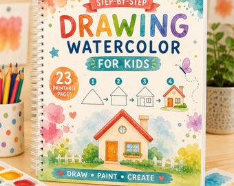 Step ByStep Drawıng, Watercolor Kids Painting (Digital Download)