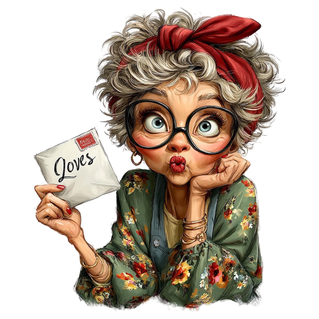 Whimsical Old Lady Birthday PNG Bundle, Funny Sassy Grandma Clipart ...