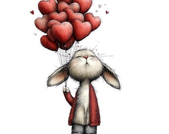 Paquete de imágenes prediseñadas de animales del bosque para San Valentín: 22 PNG y JPG de alta resolución (300 DPI) (descarga digital)