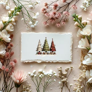 Whimsical Christmas Tree Clipart, 52 Vintage Holiday Trees PNG, Rustic Xmas Graphics, Winter Woodland Clip Art, Commercial Use Digital image 6