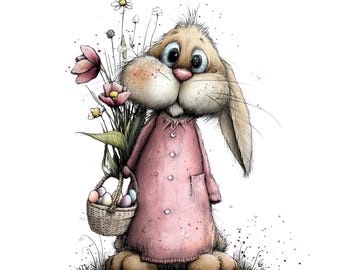 26 JPG-PNG Whimsical Bunny Easter Clipart, Festive Spring Graphics, Digital Download