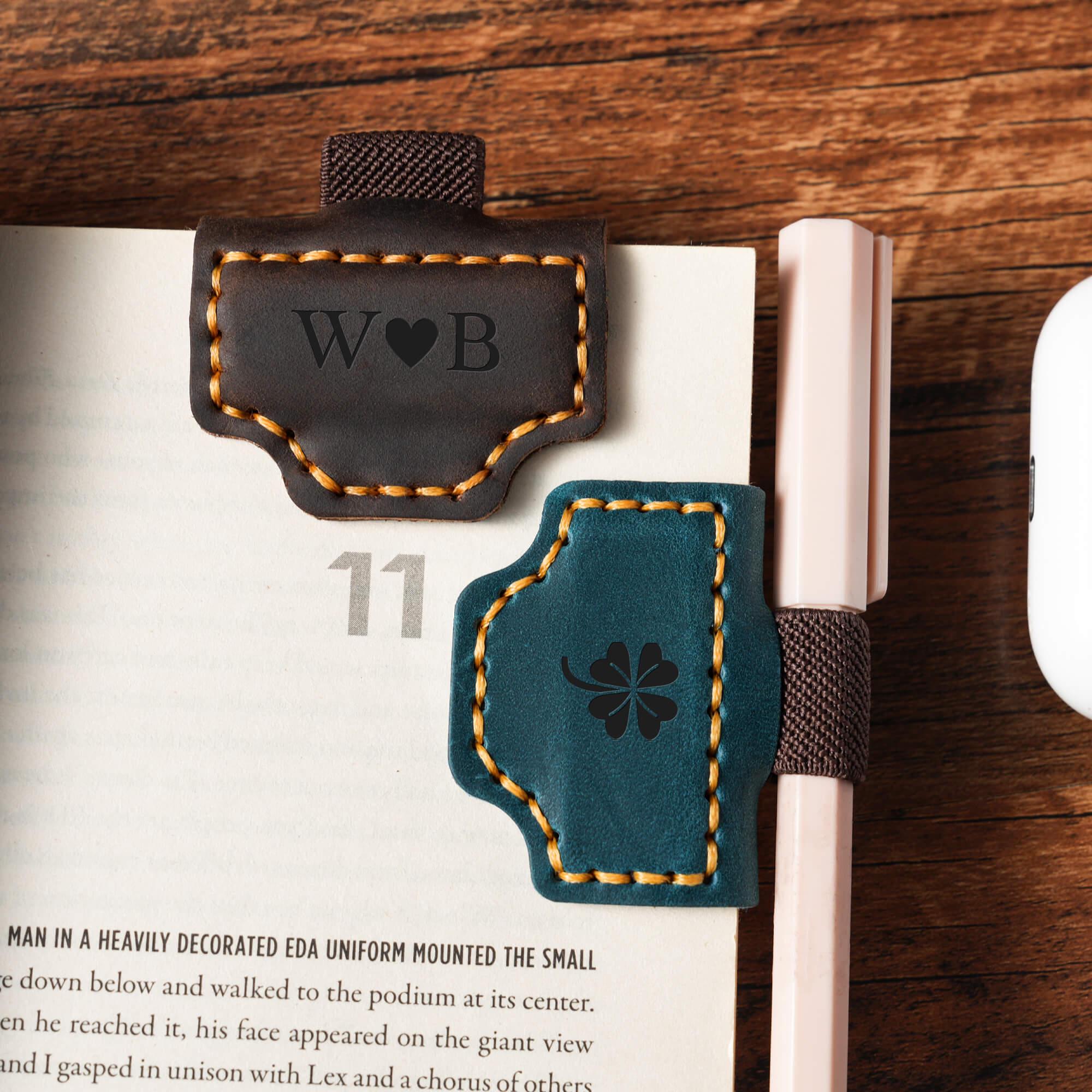 Bygone Mark Leather Magnetic Bookmark, Pen Holder - Bygone Mark | Handcrafted Leather Gifts