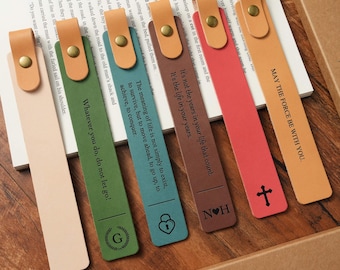Gepersonaliseerde leren boekenlegger met gegraveerde quote, pennenhouder, cadeau voor boekenliefhebbers