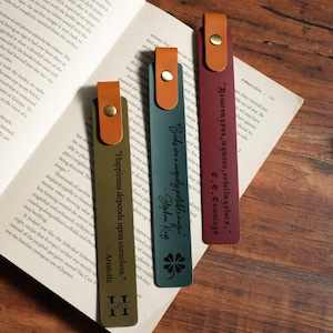 Personalized Leather Bookmark With Pen Holder, Teacher bookmark