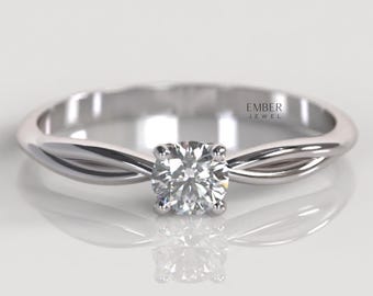 Promise Wedding Ring for Bridal, 1.5 Ct Round Moissanite Ring, Daily Wear Ring, Personalized Gift, Infinity Solitaire Ring, Gift For Women