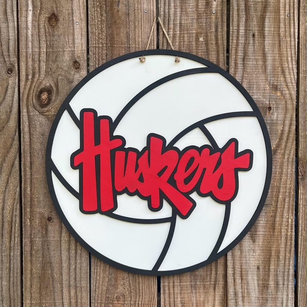 Huskers Door Hanger Volleyball + Huskers