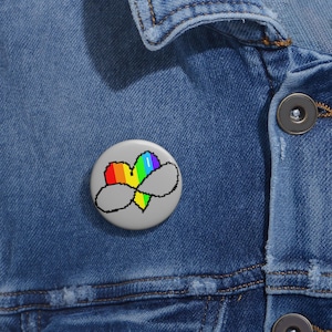 Rainbow Heart Pin Buttons: Retro Style Pride Accessories
