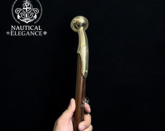 Vintage Brass Bubba Handle Wooden Walking Stick Cane | Nautical Collectible Decor | Handmade Antique Style Walking Cane Gift for Men & Women