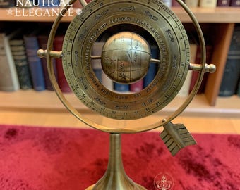 Brass Nautical Armillary Sphere Globe Vintage Zodiac Celestial Astrolabe Desk Decor Office Gift for Him,Home Decor
