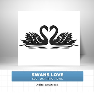 Anniversary Gift Swan Couple SVG Two Swans Silhouette Glowforge Wall Art Laser Cut Item Cricut Design Layout Wedding Decor Pattern