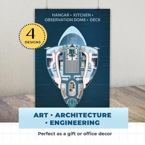 Luxury Yacht Art Floor Plan Poster Boat Deck Plan Marine Wall Accent Technology Drawing Vessel Layout Engineering Blueprint Sailing Present