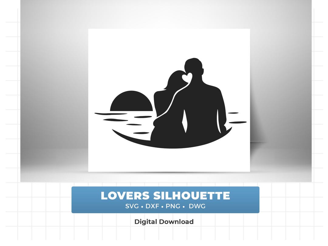 Romantic Vector Dxf Couple Silhouette Lovers Svg Laser Cut Dxf Minimalist Valentine ...