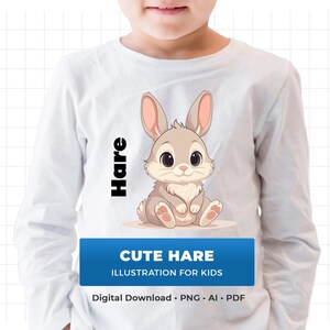 Cute Hare Woodland Animal Kids Illustration Nursery Art Children Graphic Boho Nursery Decor Woodland Clipart Forest Print Baby Tshirt Design