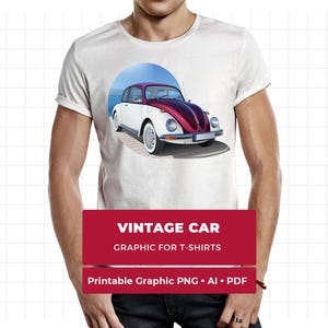 Geschenk für Autoliebhaber: Retro-Auto-Shirt, Vintage-Auto-Kunst, klassisches Fahrzeug, Kompaktcoupé-Print, Automobilgrafik, T-Shirt-Kunstwerk zum Ausdrucken