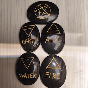 Zestaw kamieni z grawerunkiem "Pięć żywiołów", kryształ równoważący energię, symbol feng shui, dar duchowy