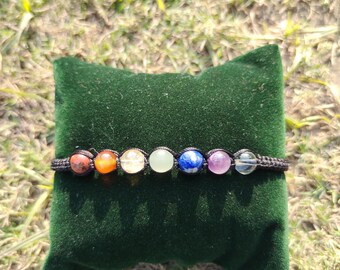 Bijoux de bracelet en macramé noué à la main en cristal de 7 chakras
