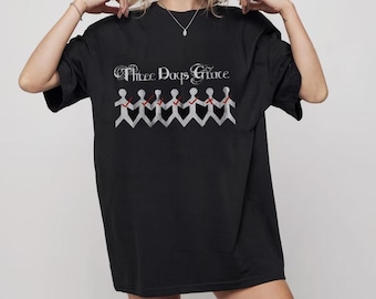 Three Days Grace グラフィックTシャツ ブラック Three Days Grace Vintage Y2k All Over Print AOP Hard Rock