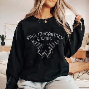 Paul MC.CARTNEY Wings Logo Shirt Size S-3XL BlackOne Size
