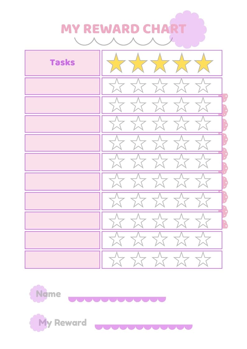 Star Coloring Kids Reward Chart | Printable Behavior Tracker (digital ...