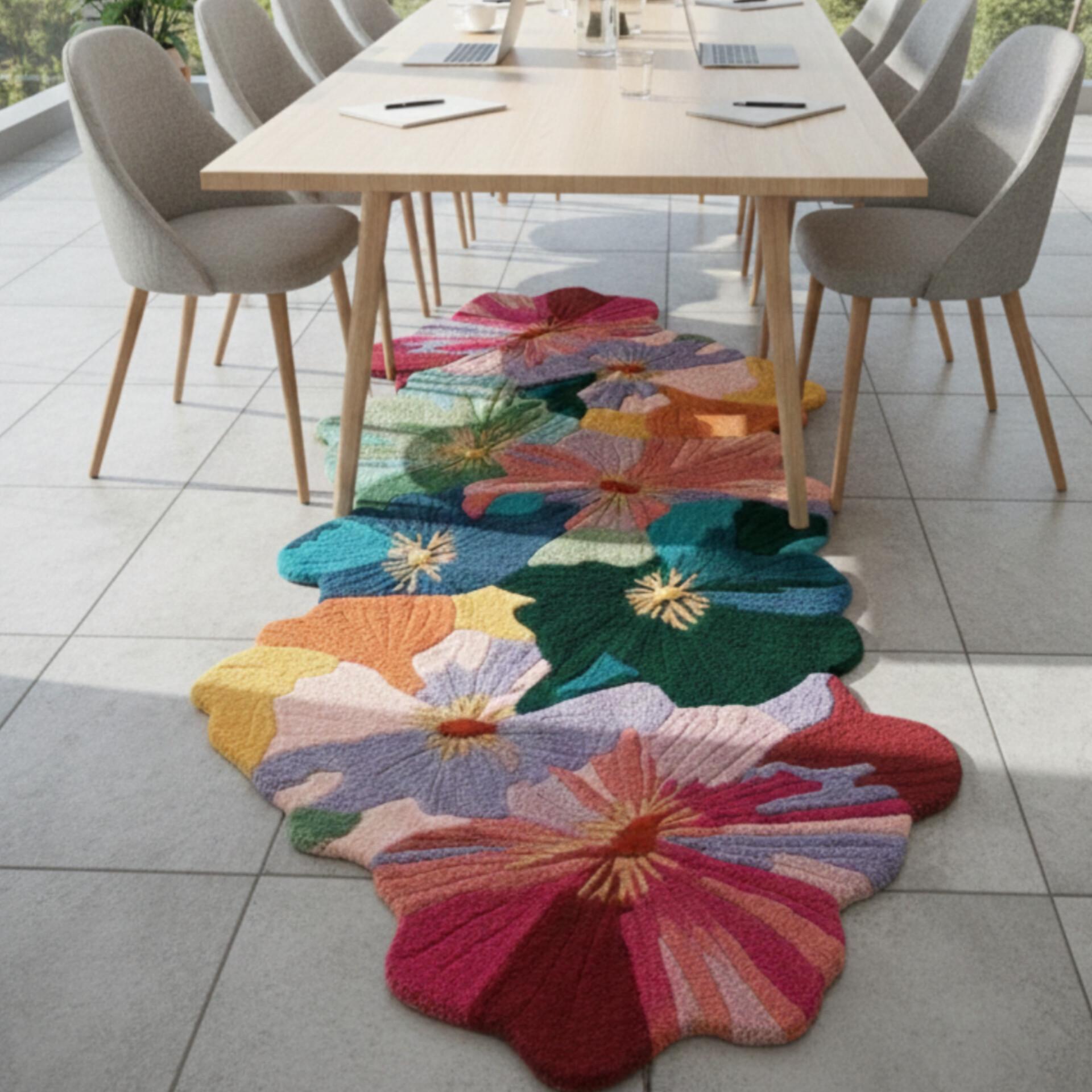 Hand Tufted Wool Area Rug: Colorful Flower Shape Carpet for Bedroom - Etsy