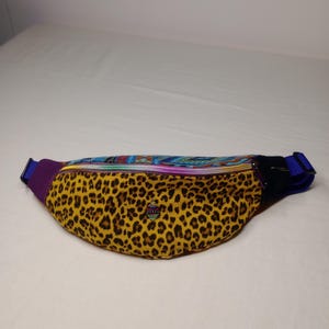 Upcycled Leopard Patchwork Belt Bag – Ethnic Print Fanny Pack, Unique Handmade Crossbody Bag, One of a Kind
