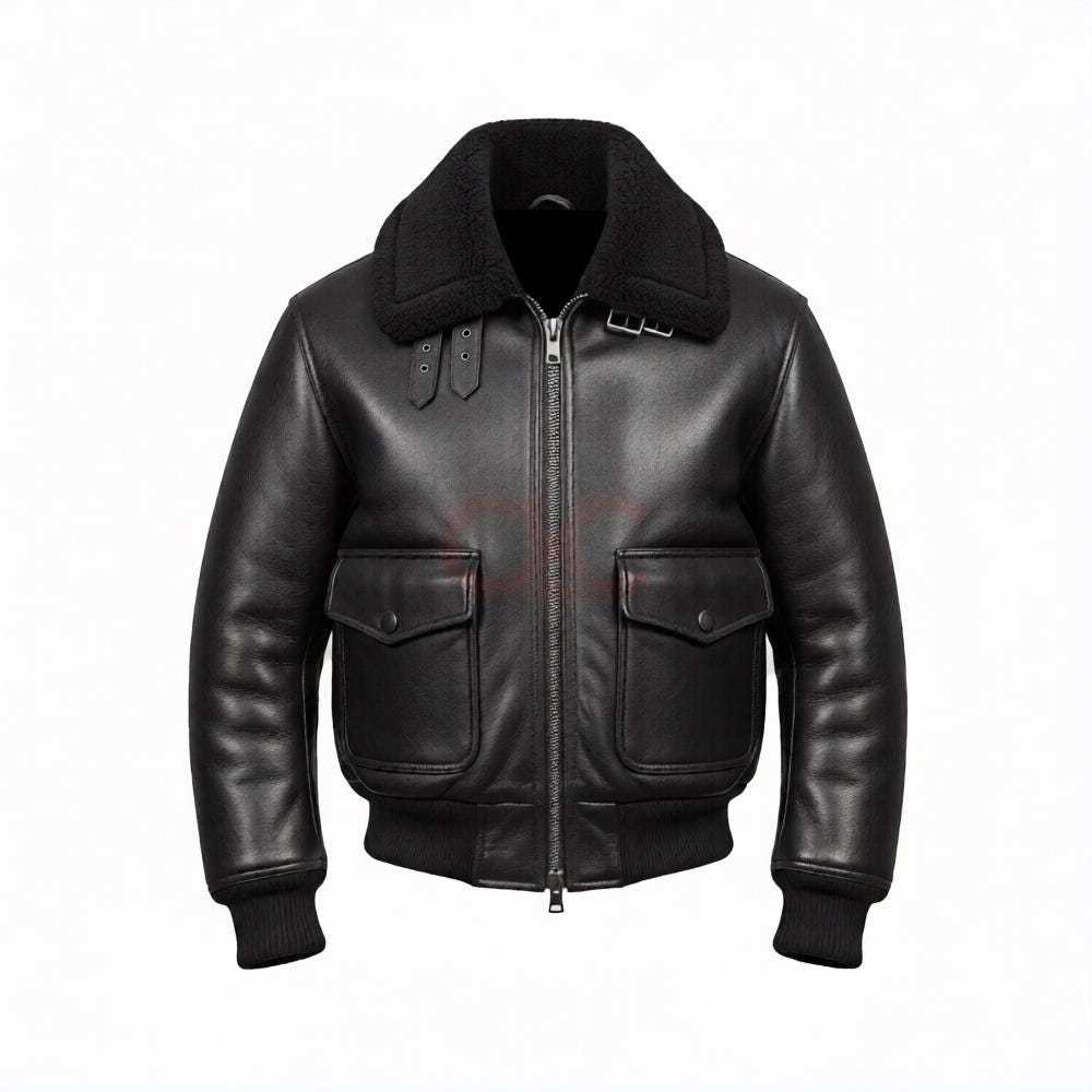 Men's WW2 Pilot Leather Jacket B-2 Bomber Jacket US A-2 Flight