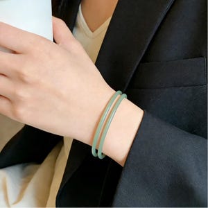 Natural Jade Bangle Bracelet 4mm 6mm 8mm, Thin Jade Bracelet Set, Stackable Green Jade Bangles, Minimalist Jewelry Gift for Women