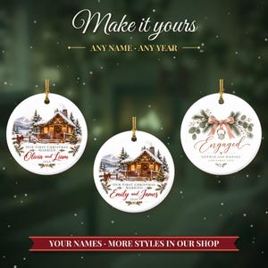 First Christmas Married Ornament 2026, Winter Cabin Mr and Mrs Keepsake, Newlywed Gift for Couple, Custom Wedding Ornament image 3
