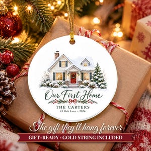 New Home Ornament 2026, Our First Home Christmas Ornament with Family Name, Housewarming Gift, Realtor Closing Gift image 11