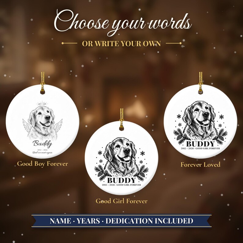 Personalized Dog Memorial Ornament from Photo, Custom Pet Portrait, Dog Mom Gift, Pet Loss Gift, Christmas Dog Remembrance Keepsake image 6
