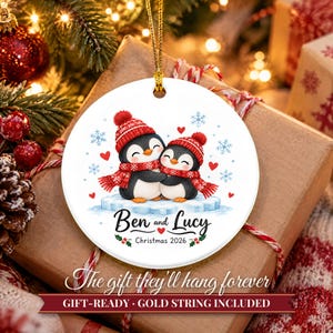 Couple Ornament 2026, Cute Penguin Christmas Ornament with Names, Gift for Couple, Our First Christmas Together Keepsake image 11
