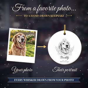 Adorno conmemorativo para mascotas de doble cara con alas de ángel, retrato personalizado de perro a partir de una foto, Puente Arcoíris, regalo para recordar a una mascota fallecida, regalo en memoria de un perro. imagen 3