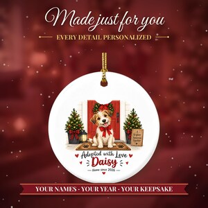 Rescue Dog Ornament 2026, Adopted with Love Christmas Ornament with Name, Dog First Christmas, Dog Mom Gift, Adoption Keepsake image 2