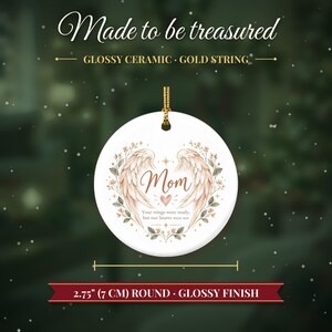 Mom Memorial Ornament, Angel Wings In Loving Memory Christmas Keepsake, Loss of Mom Sympathy Gift, Custom Name Remembrance afbeelding 5