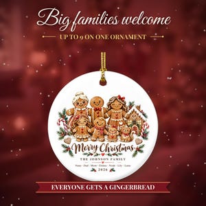 Gingerbread Family Ornament 2026, Personalized Christmas Ornament with Names and Pets, Custom Gingerbread Keepsake, Gift for Grandparents image 2