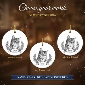 Custom Cat Memorial Ornament from Photo, Vintage Cat Portrait, Forever Loved, Pet Loss Gift, Cat Loss Gift, Cat Remembrance Keepsake image 6
